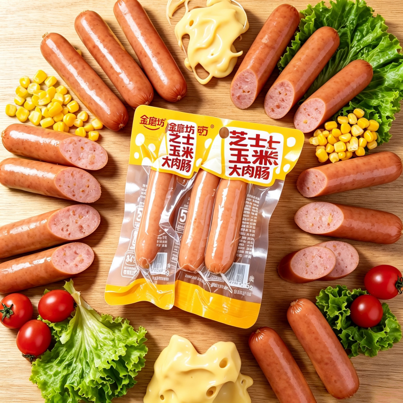 严选芝士玉米肉肠脆皮烤肠零食