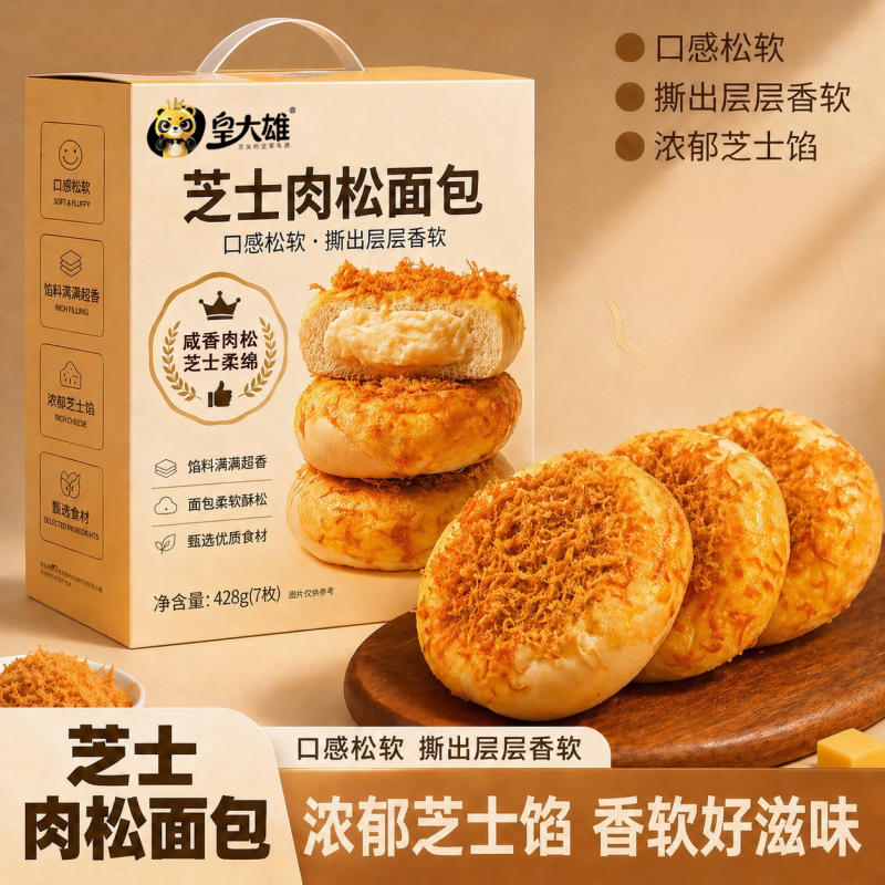 手工芝士肉松夹心面包早餐解馋