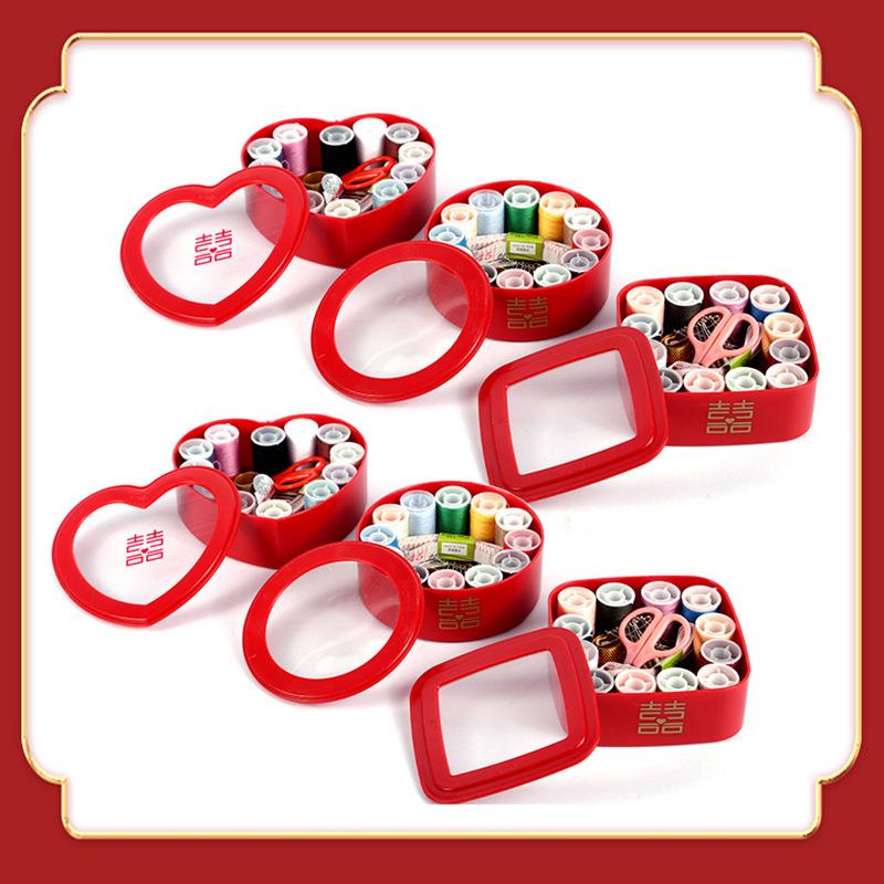 新娘陪嫁针线工具套装婚庆针线包实用中国风结婚嫁妆红色针线盒