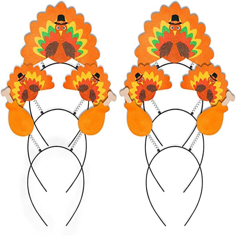 感恩节发饰火鸡帽火鸡腿头扣蕾丝绑腿鸡腿发箍头箍头带套装