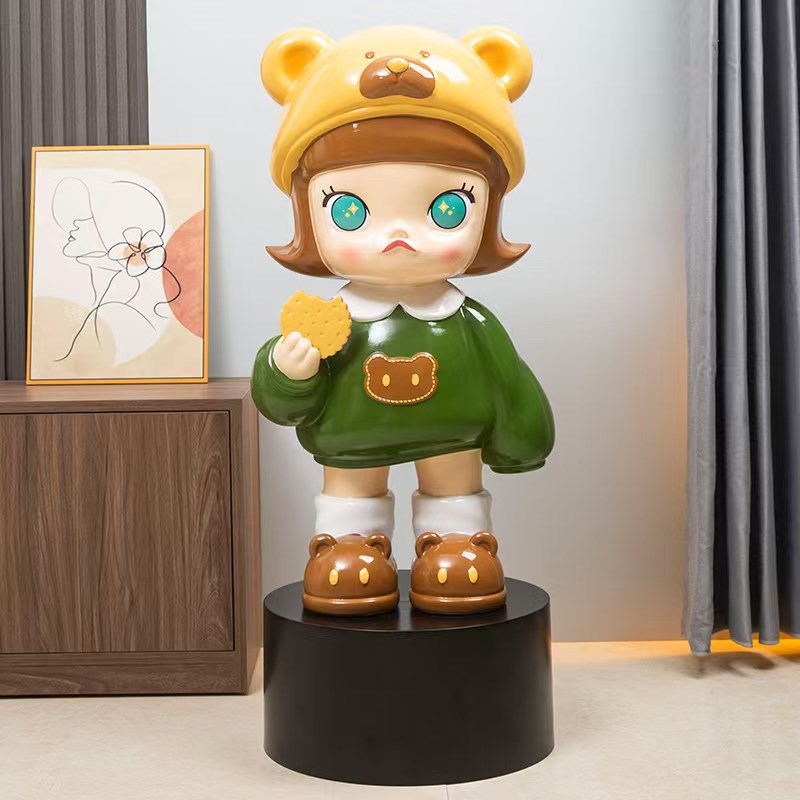 茉莉画家公主饼干女孩落地大摆件潮流卡通手办网红家居客厅电视柜