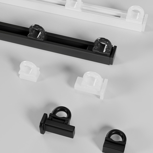 极窄窗帘轨道滑轮阳台极简直轨顶装超薄静音内开窗打孔单轨轨道