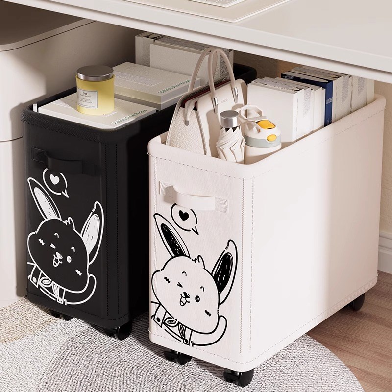 办公室桌下置物架移动收纳筐工带轮小推车工位放包宿舍书包收纳层