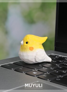 手工木雕玄凤鹦鹉摆件丨办公室办公桌工位电脑桌面装饰鸟礼物