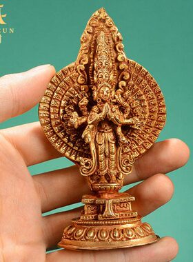 南用品居家尼泊尔铜像观世音千手随身手工海观音用藏村小铜像菩萨