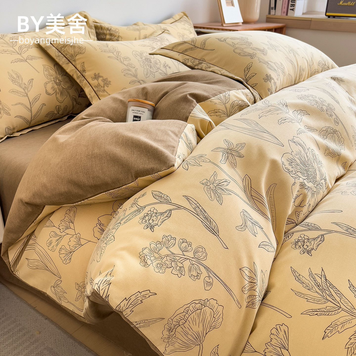 加厚磨毛床上四件套2025年新款秋冬季纯棉全面床单床笠三件套套件