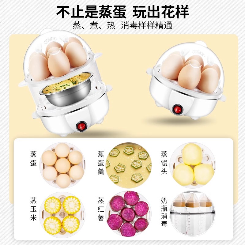 蒸蛋器家用断电2025新款小功率宿舍小型煮蛋器多功能早餐机