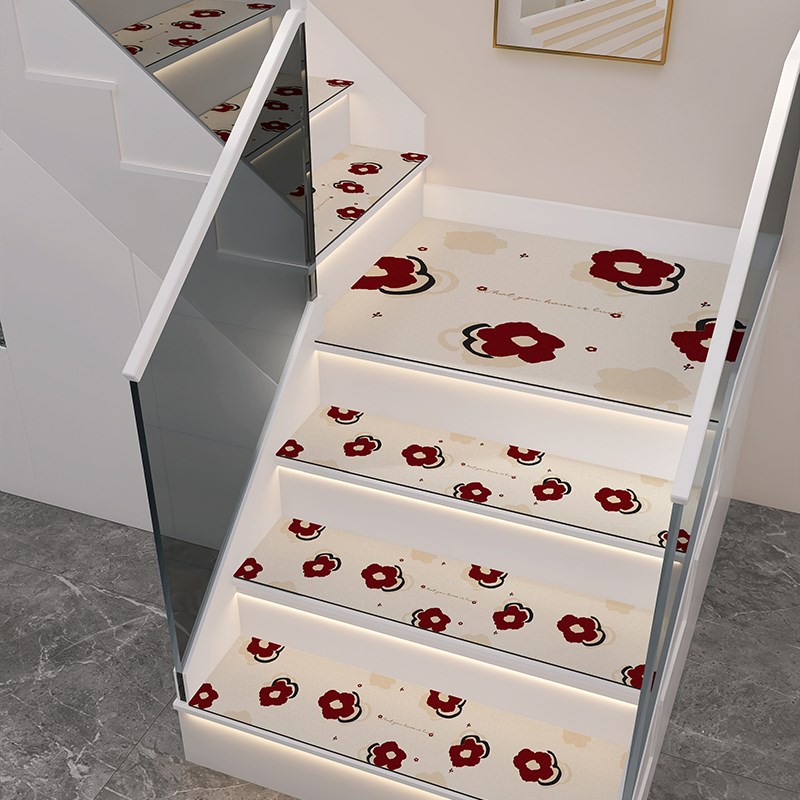 楼梯踏步垫新风皮绒防滑防污自粘免胶水洗易洗家用满铺