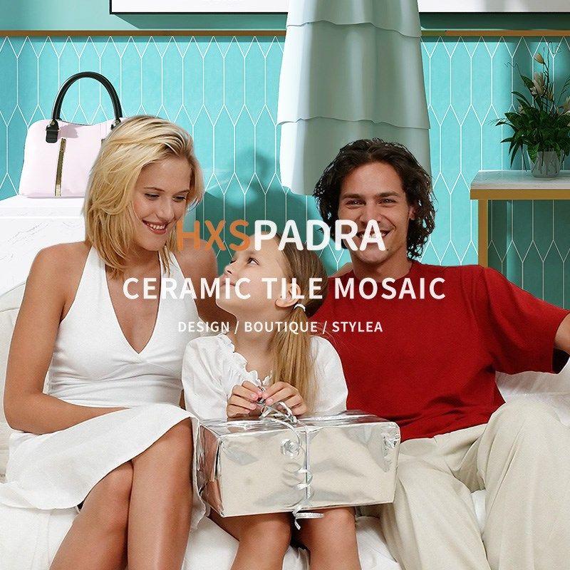 H出口威尼斯绿菱形长条马赛陶瓷黑白蓝色背景墙瓷砖,家装主材,马赛克,淘宝优惠券,粉丝福利购,淘宝优惠卷