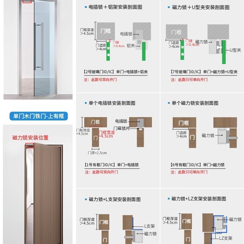 KOB电子门禁系统装刷卡密码玻璃门禁锁一体机电磁锁磁力锁 门禁