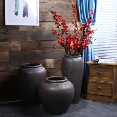 复落古做旧手工德镇粗Q陶地中型陶落瓷罐插器地盆坛景