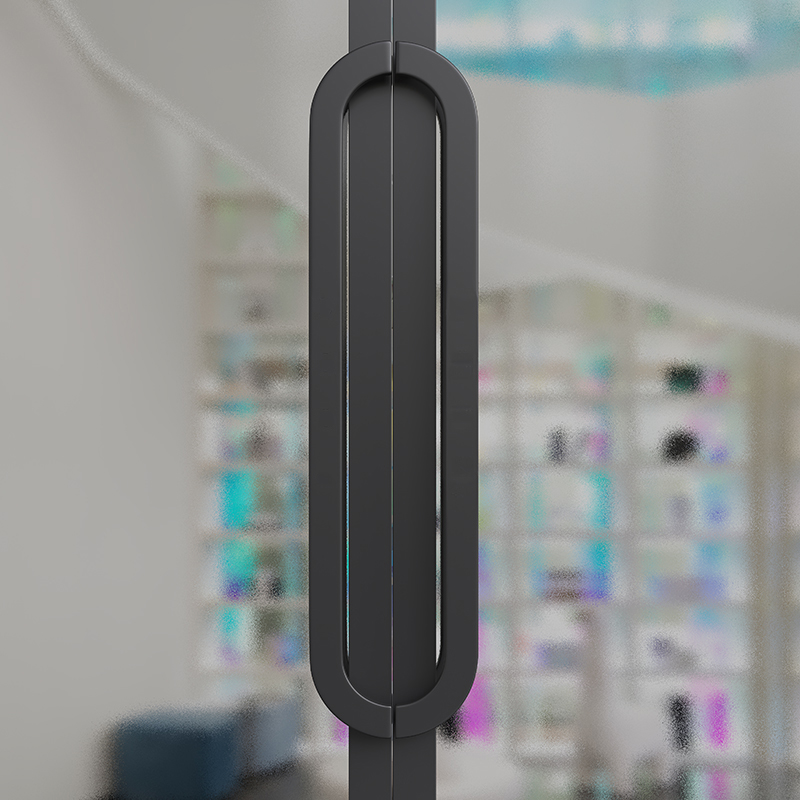 极简大门实木拉手黑色定制大拉把酒店商铺无框玻璃门把手刻字