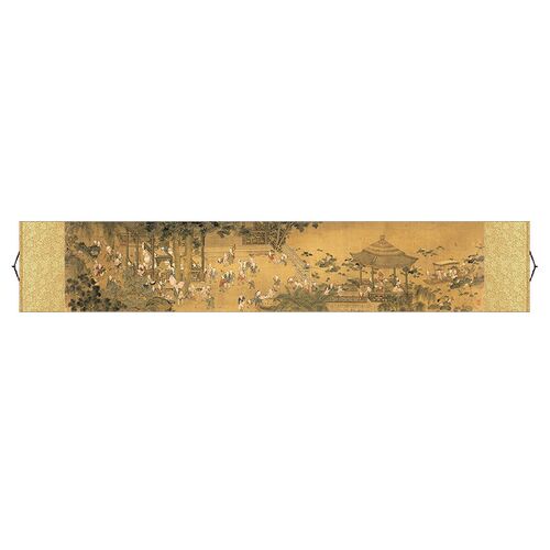 冷枚百子图国画丝绸卷轴挂画书房饰画客厅卧室墙壁画