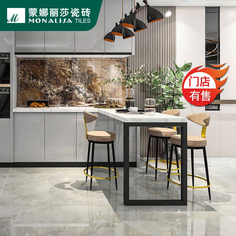 蒙娜丽莎瓷砖 7灰色亮光现代通体大理石止滑地砖