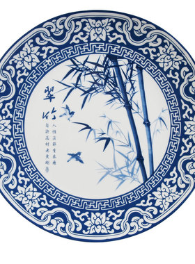 青花陶瓷挂盘背景墙面中式装饰盘子客厅餐厅酒店家居壁饰挂件