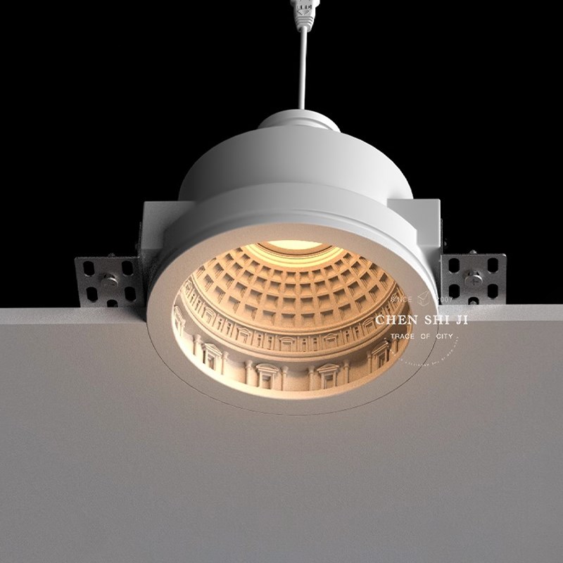 穹顶石膏灯筒灯护眼嵌入式护眼无边框侘寂风中古风预埋COB射灯