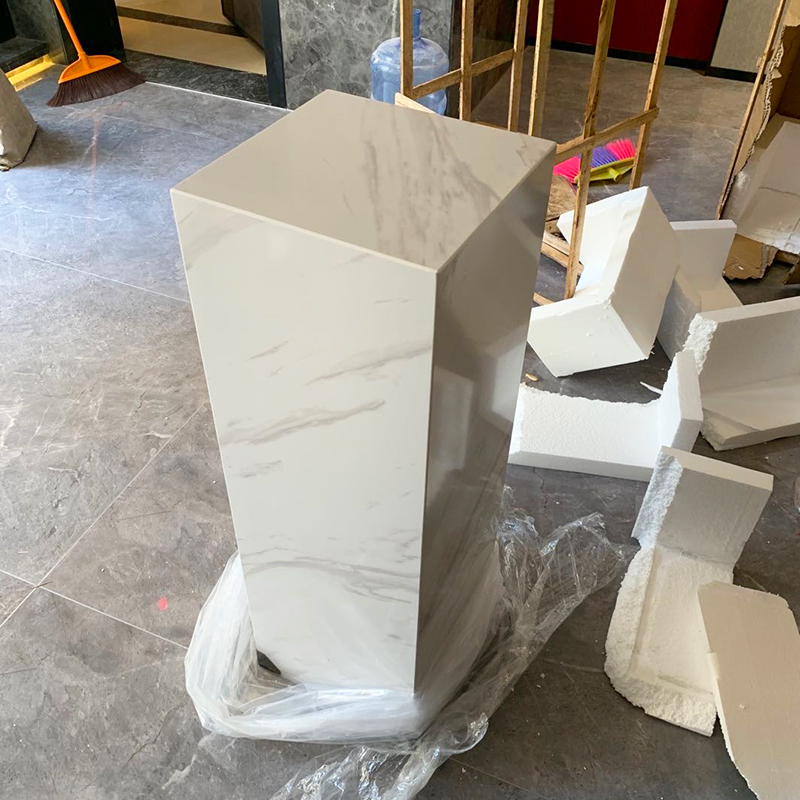 大理石摆台客厅玄关地台电视柜旁落地柱子石墩底座基座雕塑台