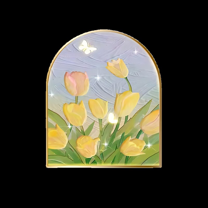 in风郁金香花卉装饰画客厅法式摆画拱形走廊壁画卧室床头挂画