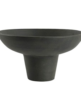 现代侘寂风陶瓷高脚果盘样板间酒店客厅茶几桌面摆设