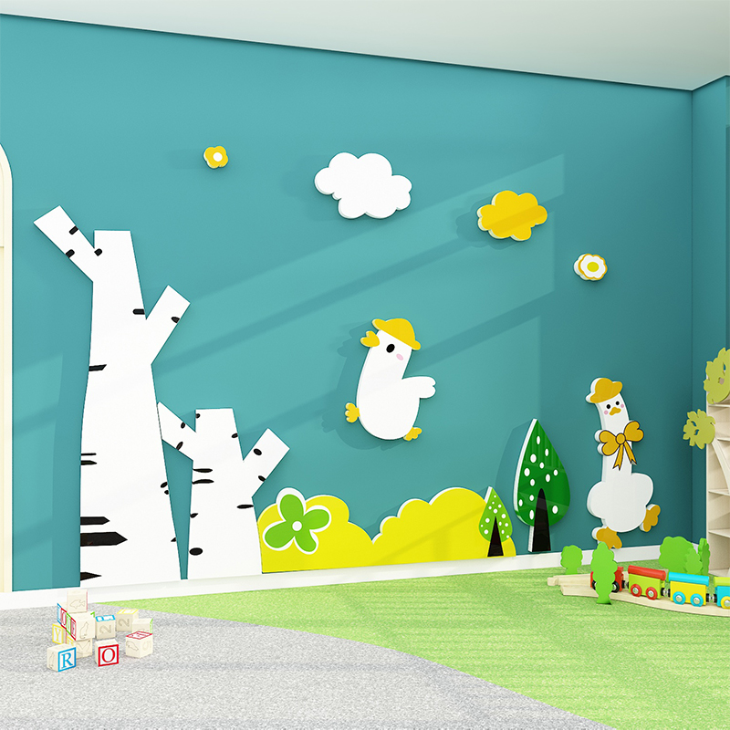 加油鸭幼儿园墙面装饰春天环创题成品材料托管育班教室布置学