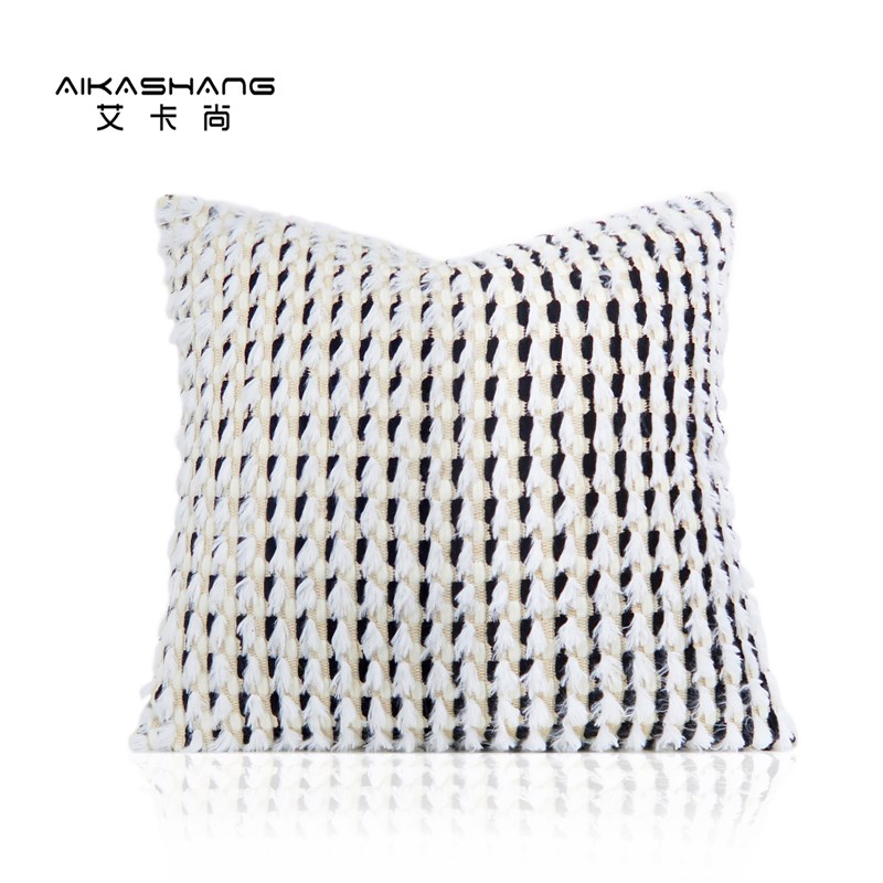 现代酒店民宿床头靠枕样板间米黑白色抱枕腰枕客厅沙发靠垫