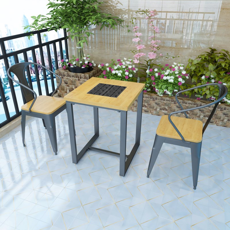 铁艺椅子实木餐椅休闲椅靠背椅咖啡厅餐厅桌椅阳台桌椅