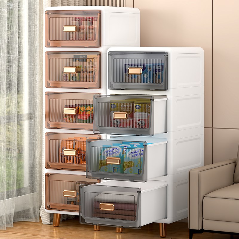 35cm面宽床头收纳柜抽屉式多层带轮子透明儿童宝宝玩具客厅储物柜