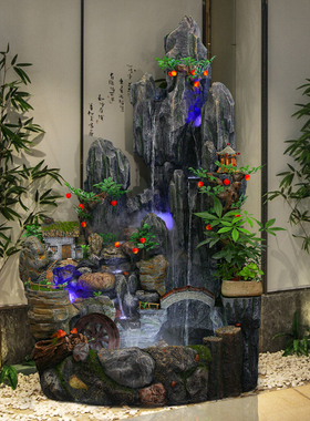 假山流水喷泉摆件鱼池客厅室内加湿器山水盆景观桌面装饰礼品送礼