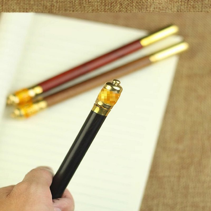 经典款桃木签字笔带底座复古风文殊智慧笔中性签笔男女高档礼品,家居饰品,桌面摆件,淘宝优惠券,粉丝福利购,淘宝优惠卷