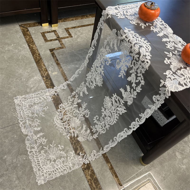 新款欧式蕾丝绣花桌布茶几餐桌高端通用盖布五斗柜梳妆台防尘盖巾