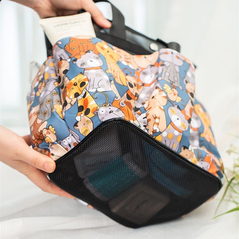 洗漱包女便携旅行洗澡袋子手提洗浴网包洗濑包旅游浴兜游泳洗澡篮