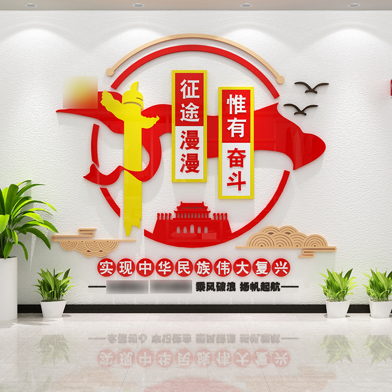 庆祝党史建文化主题墙面贴纸装饰设计党员支部活动背景会议室布置