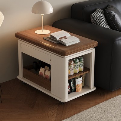 现代小户型茶几桌折叠实木沙发边柜客厅阳台边几小推车