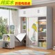 儿童房小卧室带学习桌书桌书架实木推拉门一体转角