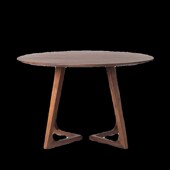 实木圆餐桌休闲洽谈桌椅咖啡厅洽谈会客接待小圆桌胡桃色