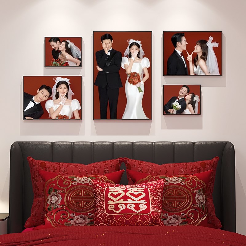 婚纱照照片墙组合相框洗相片定制打印做结婚照创意客厅挂墙不规则