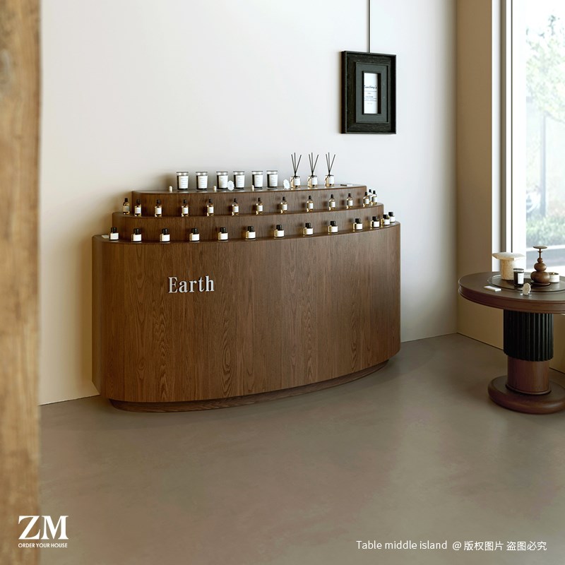 现代简约香薰展示柜香氛店陈列柜美容院产品香水精油半弧形闻香台