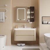 新款 奶油风浴室柜陶瓷一体盆洗脸盆洗手盆柜洗漱洗手台