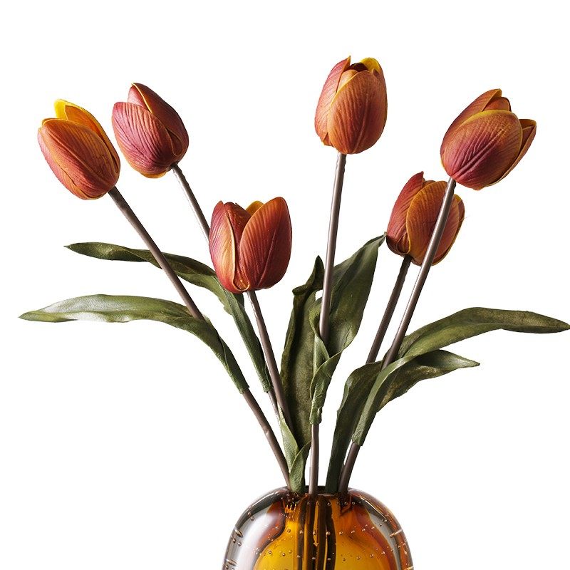 郁金香六头把束手捧仿真客厅餐桌装饰插新娘结婚假摆设