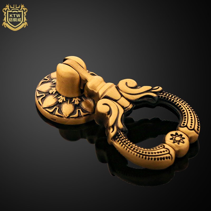 铠铜威 铜单孔拉手抽屉吊环拉手欧式黄铜仿古铜小拉手LF-D007#