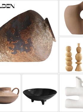 设计师搭配组合博古架摆件陶瓷树脂工艺品售楼部酒店展厅软装饰品