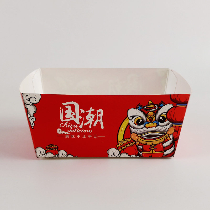 国潮烤冷面打包盒一次性外卖煎饼火鸡面芝士包装纸盒防油敞口船盒
