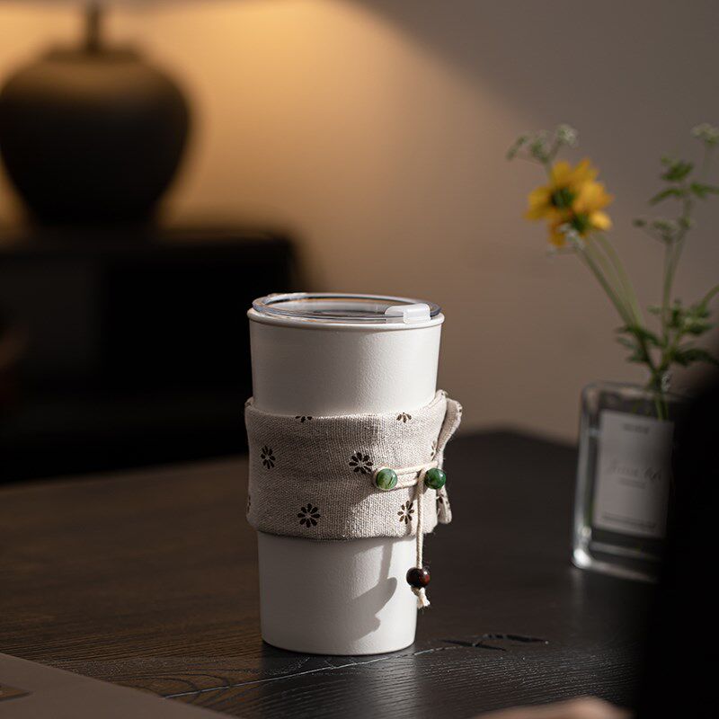 大容量陶瓷马杯咖啡杯温瓷杯大号水杯办公室带盖杯子茶杯