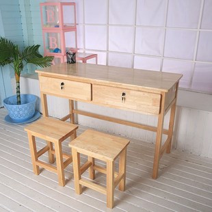 全实木人写字台职工宿舍桌学生课桌椅家用学校免安装书桌办公桌