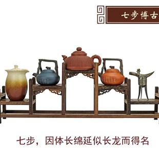 红木工艺品小博古架实木多宝阁底座紫砂壶架茶壶托鸡翅木