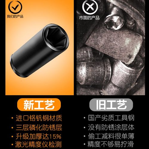 重型筒 寸大风炮筒内四角四方气动风炮头子扳手重型筒装