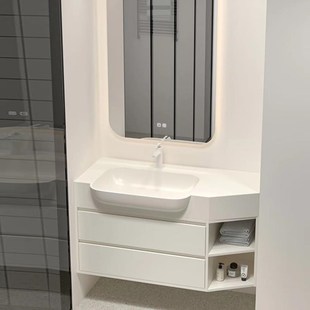 浴室柜丽耐一体大肚盆小户型窄边斜角切角异形洗手盆洗漱台定制