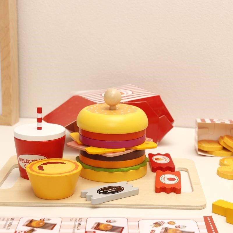 儿童仿真实物汉堡可乐餐装男孩女孩过家家3-岁益智