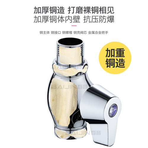 百晋铜冲水手按式快大便冲洗门关卫生间便池蹲坑