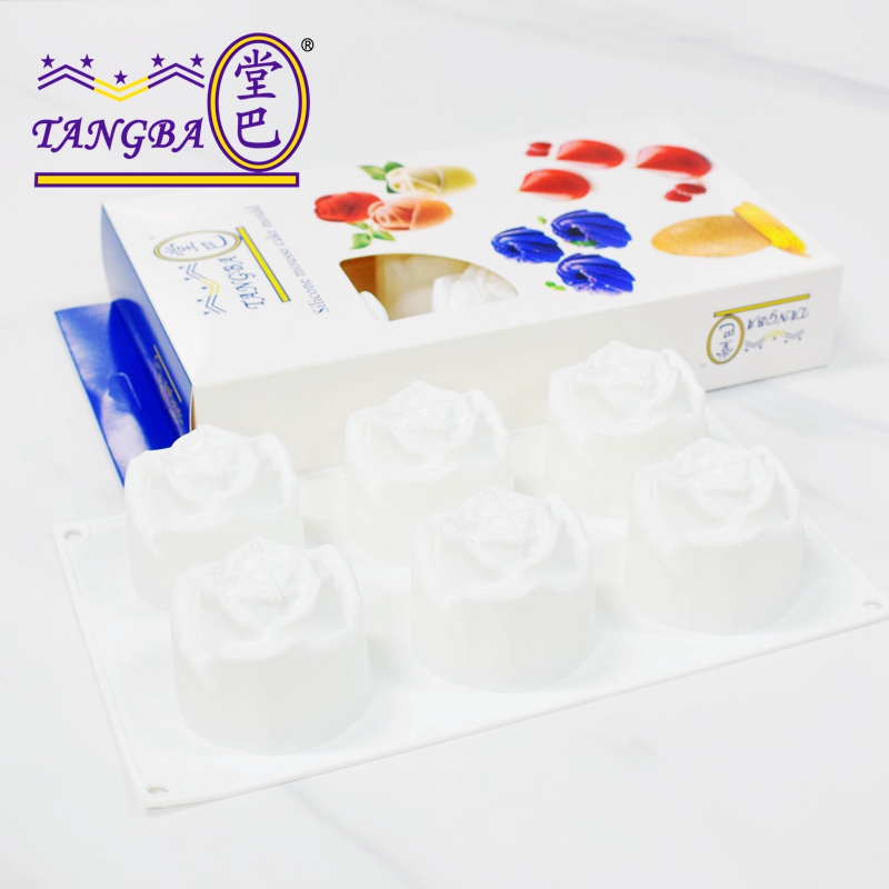 tangba堂巴 6连玫瑰花慕斯硅胶模具玫瑰花瓣法式西点情人节蛋糕模